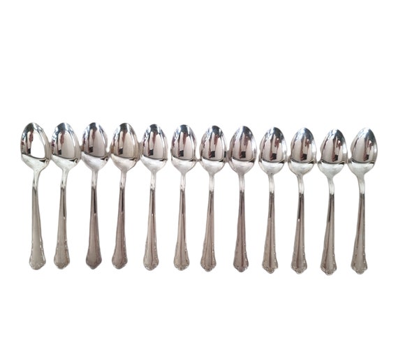 Vintage Small Metal Tea Spoons Silver Toned Metal GABEX 