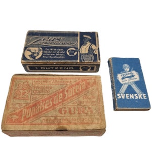 Caja publicitaria vintage, 3 cajas de papel con añadidos, Caja cartulina publicitaria antigua, coleccionistas. Viejo