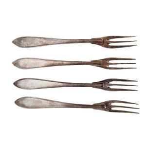 Set of 4 Antique Swedish forks, extra prima ns forks, Antique dessert forks, Silver plated forks