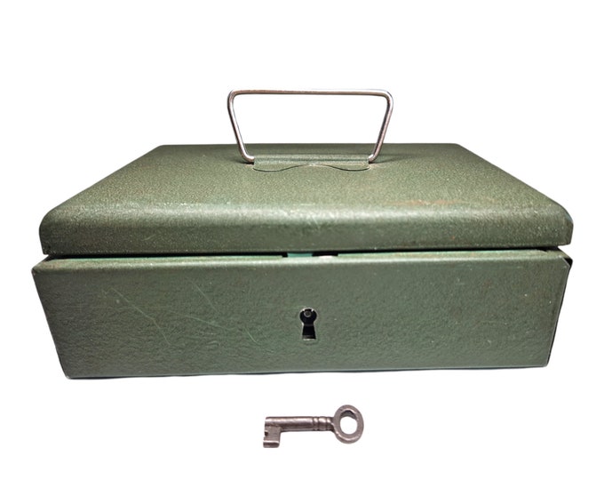 Metal Money Box With Key, Vintage Cash Box With Key, Vintage Cash Safe ...