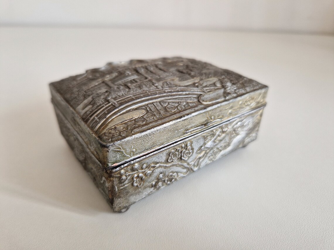 Vintage Made in Japan Metal Trinket Box Jewelry Trinket Box Etsy