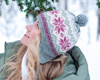 Cozy Nordic Vibes: Handmade 100% Lambswool Hat for Ultimate Warmth - The Best Present for Winter Bliss