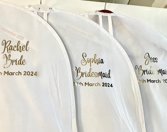 Personalised bridesmaid dress bag cover maid of honour dress bag wedding dress bag garment bag mother of the bride dress protector or hanger