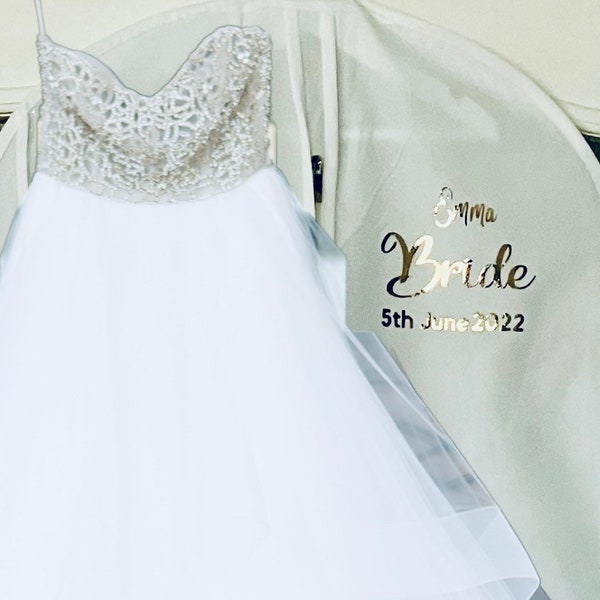 Personalised wedding dress bag cover bridesmaid dress bag prom dress cover garment bag mother of the bride dress bag long dress protector