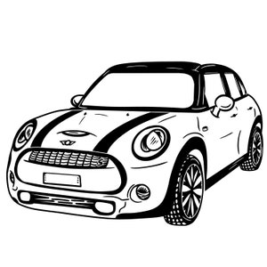 Mini Cooper Clip Art / Descarga digital Ilustración del vehículo / Fondo transparente / Imagen de coche deportivo / Imagen de coche
