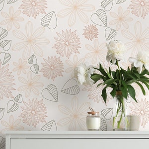Gentle Flowers Wallpaper, Removable and Peel&Stick Wall Art, Traditional, Kids Room Accent wall, Nursery wall, Wallpaper For Kids, Floral