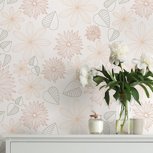 Gentle Flowers Wallpaper, Removable and Peel&Stick Wall Art, Traditional, Kids Room Accent wall, Nursery wall, Wallpaper For Kids, Floral