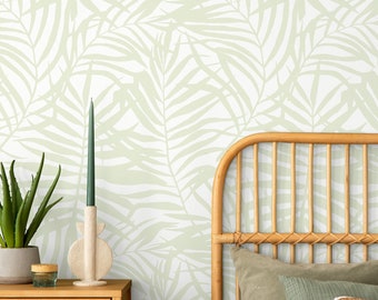 Jungle Wallpaper Peel and Stick | Fun Green Wallpaper for Nursery | Boho Leaves Traditional Non-Woven Wallpaper | FLR18