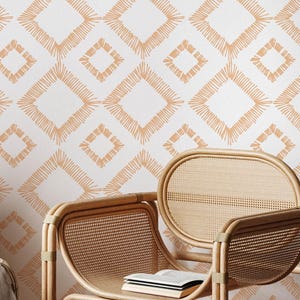 Scandinavian Wallpaper Peel and Stick | Neutral Beige Wallpaper for Nursery | Geometric Herringbone Traditional Non-Woven Wallpaper | SHP03