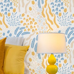 Botanical & Floral Wallpaper Peel and Stick | Cute Colorful Wallpaper for Nursery | Boho Water Plants Traditional Wallpaper | SEA05