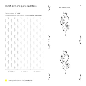 Botanical & Floral Wallpaper Peel and Stick | Calm Gray Wallpaper for Nursery | Vintage Simple Twig Traditional Non-Woven Wallpaper | FLR31