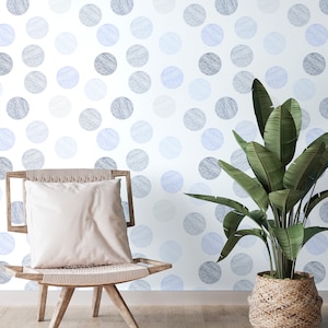Scandinavian Wallpaper Peel and Stick | Cute Blue Wallpaper for Nursery | Boho Dots Traditional Non-Woven Wallpaper | SHP08