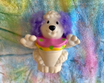 Fisher Price Little People - Figura giocattolo di cane barboncino da circo Touch & Feel - Vintage