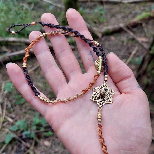 Citrine dreadwrap Tiger's eye wrap Macrame wrap Mandala jewellery Crystal healing wrap Handmade hairwrap Citrine crystal jewelry
