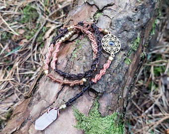 Rose Quartz Hair Wrap: Amethyst Charm, Boho Dreadlock Jewelry