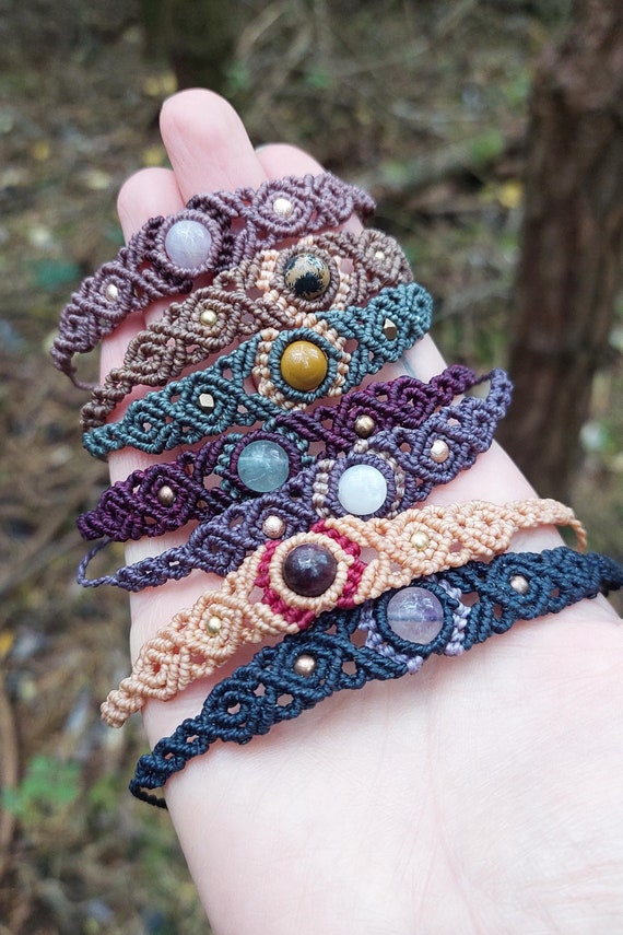Macrame Gemstone Bracelet: Ethnic Tribal Jewelry With Kunzite