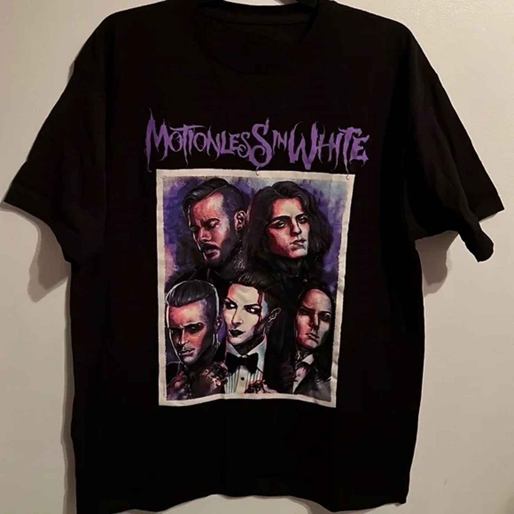 Vintage 90s Motionless In White Band Concert Portrait Photo Painting T-Shirt, Motionless In White Shirt