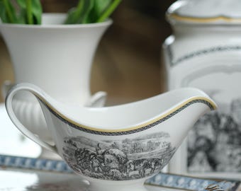 Villeroy & Boch Audun Ferme Gravy Boat Sauce Country Cows Yellow Germany