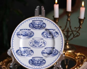 Vintage Royal Worcester Cup of Cups Plate, Blue and White Teacup