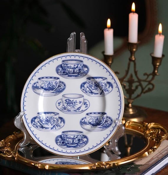 Set of 3 1995 Royal Worcester Cup of Cups Blue White & Gold Edging 