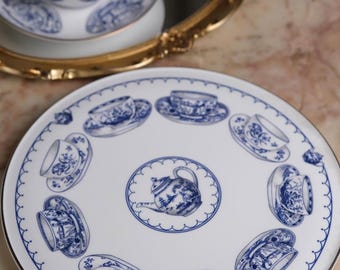 Vintage Royal Worcester Cup of Cups Plate, Blue and White Teacup
