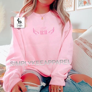 11:11 Angel Numbers Sweatshirt, 777, 444, Schutzengel-Aura, Angelcore, Gesetz der Anziehung, Trauerfall, Erinnerungsgeschenk, Valentinstag
