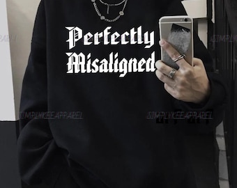 Perfectly Misaligned Sweatshirt, Alt Clothing, Grunge Sweater, Gothic Clothes, Emo Clothing, Metalcore, Rock Band, Heavy Metal, Aesthetic