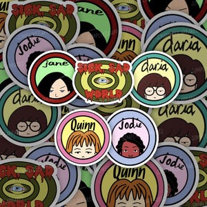 Daria Stickers Bundle, Sick Sad World, Quinn Morgendorffer, Jane Lane, Trent Lane, Holographic Sticker, Vinyl Sticker, Die Cut, Waterproof