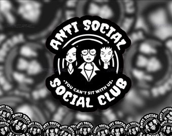 Anti-Social-Aufkleber, Aufkleber „Kranke, traurige Welt“, holografischer Vinylaufkleber, gestanzt, ästhetische Aufkleber, wasserfest, 90er-Jahre-Nostalgie