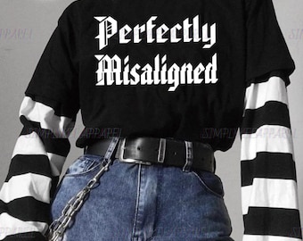 Perfectly Misaligned Shirt, Token, Alt Clothing, Emo Shirt, Goth Clothes, Gothic Clothing, Heavy Metal, Rock Band, Punk, Grunge, Alternative