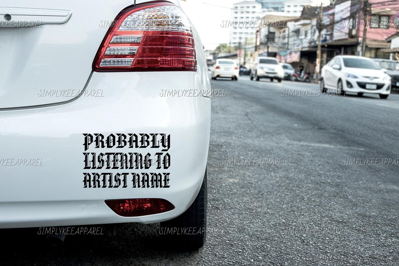 Probably Custom Probably Listening to Artist Name, Custom Car Decal, Bumper Sticker ...