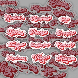 Pisces Sticker, Retro Groovy Stickers, Y2K Stickers, Birthday Gifts, Astrology Zodiac Sign, Valentines, Holographic, Laptop, Phone, Journal