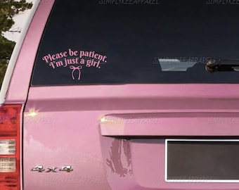Ich bin buchstäblich nur ein Mädchen, Autoaufkleber für Frauen, kokette Ästhetik, weiche Mädchenästhetik, weiche Lebensära, Fensteraufkleber, rosa Autozubehör