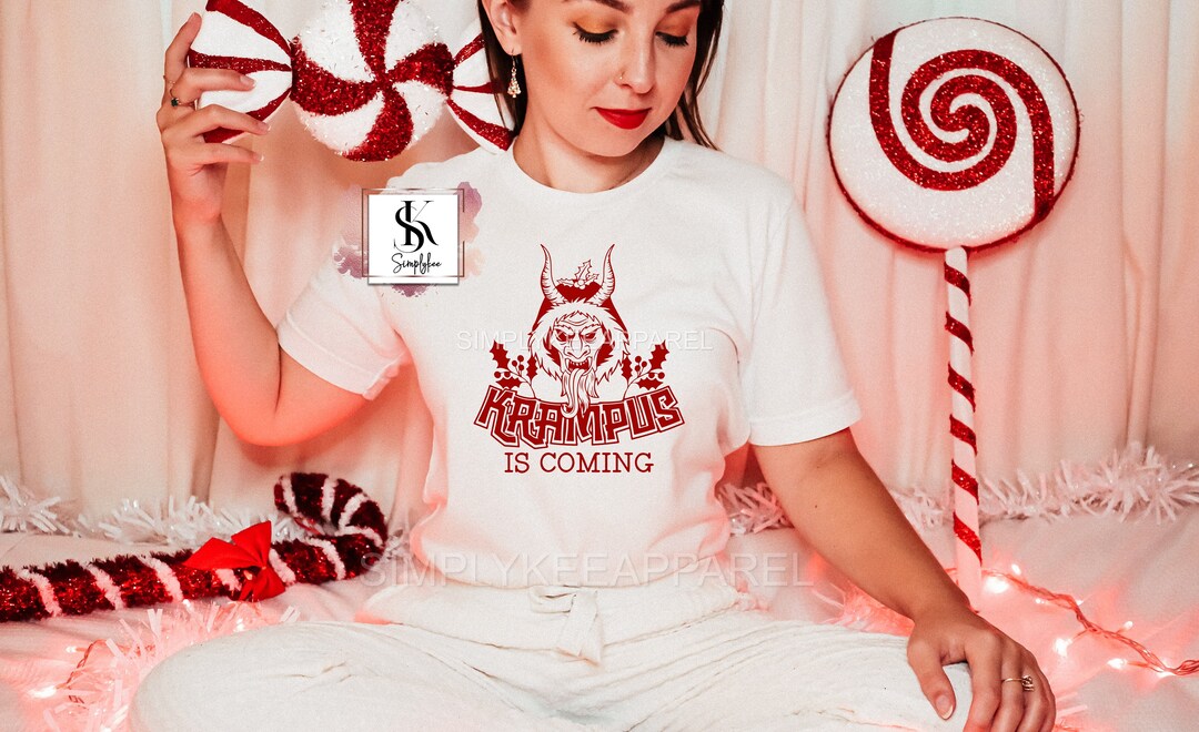 Festive Gothmas Krampus Graphic White Print Shirt main image 1