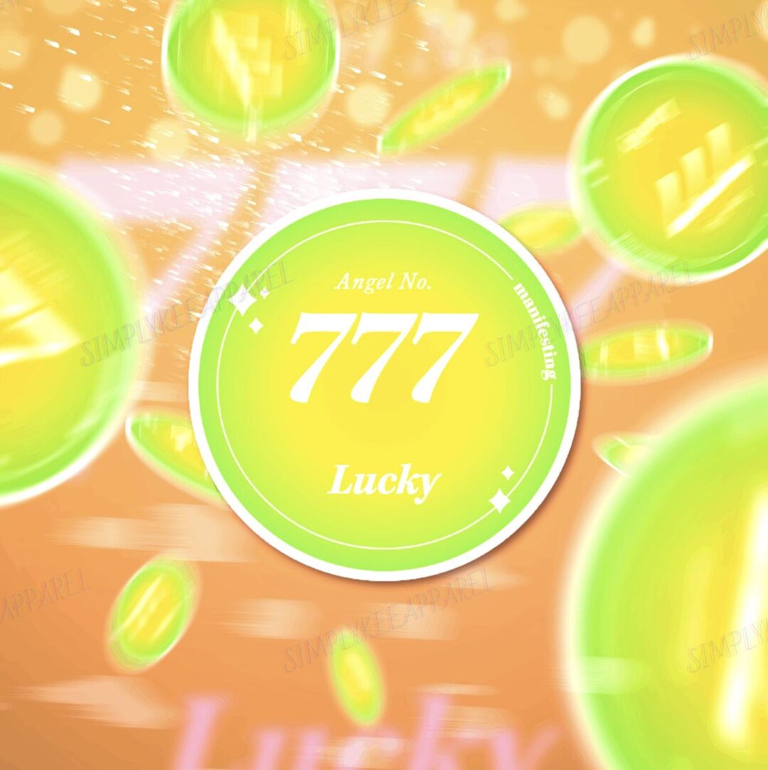 Colorful Numbers 777 777 Holographic Sticker, Angel Numbers, Good Luck, Prosperity, Destiny ...