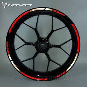 MT-07 Reflective motorcycle wheel stickers decals rim tape stripes motorbike for Yamaha MT07 Red Laminated
