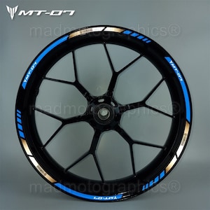 MT-07 Reflective motorcycle wheel stickers decals rim tape stripes motorbike for Yamaha MT07 Blue Laminated