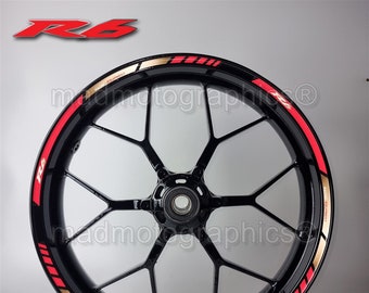 Adesivi riflettenti per cerchi moto, decalcomanie, strisce per cerchi moto per Yamaha YZF-R6 yzf r6 600 rosso laminato