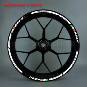 Reflective wheel stickers decals rim stripes for Ducati Monster 696 797 821 1200 Laminated for Premium UV and scratch protection