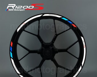 Reflective motorcycle wheel stickers decals set rim tape stripes race motorbike for BMW R1200S motorrad Laminated Motorsport