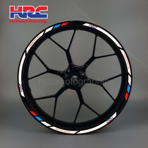 Reflective motorcycle wheel stickers decals rim tape stripes motorbike for Honda HRC CBR600RR CBR1000RR cbr 600rr 1000rr White Laminated