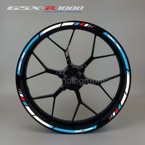 Reflective motorcycle wheel stickers decals rim tape stripes motorbike for Suzuki GSX-R1000 gsxr 1000 Blue Laminated