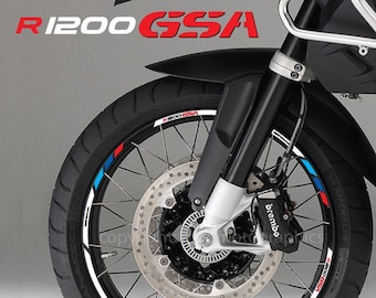 Jeu d'autocollants pour roues de moto, fond de jante, moto de course r1200 GSA pour BMW R1200GSA Adventure motorrad Laminé ! Sport automobile