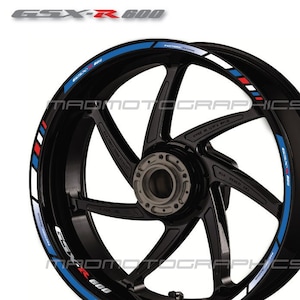 Motorcycle wheel stickers graphics decals rim tape stripes motorbike for SUZUKI GSX-R600 gsxr 600 Blue gsx-r Laminated