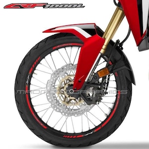 オートバイホイールステッカー グラフィックデカール リムテープ ストライプ バイク ホンダ CRF1000L アフリカツイン CRF 1000L レッドラミネート
