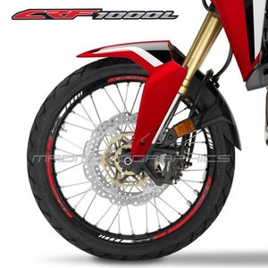 オートバイホイールステッカー グラフィックデカール リムテープ ストライプ バイク ホンダ CRF1000L アフリカツイン CRF 1000L 赤 白 ラミネート加工