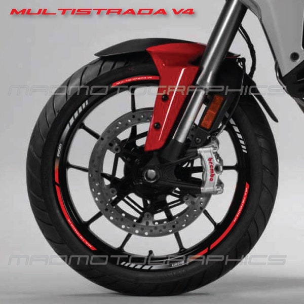 Adhesivos para rueda de moto, adhesivos gráficos para llanta, rayas, moto para Ducati Multistrada V4 V4S, laminado rojo y gris