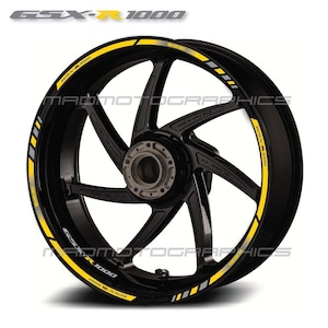 Motorcycle wheel stickers graphics decals rim tape stripes motorbike for SUZUKI GSX-R1000 gsxr 1000 Yellow gsx-r Laminated