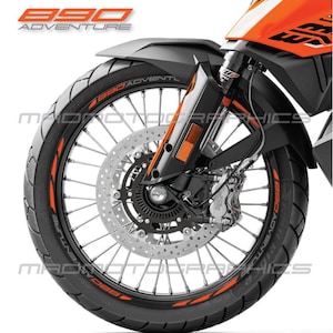 Motorfiets wielstickers grafische stickers velglint strepen motorcross motor voor KTM 890 Adventure gelamineerd + StoneGuard MX