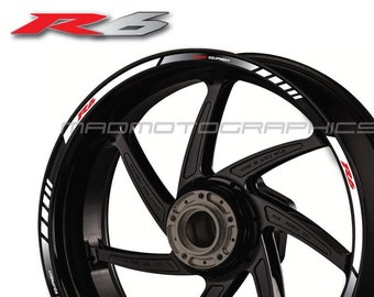 Adesivi per ruote moto decalcomanie grafiche strisce per cerchioni strisce moto per Yamaha YZF-R6 yzf R6 Laminato bianco